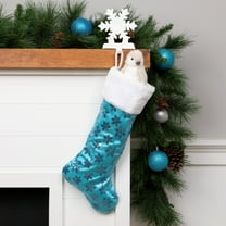Northlight 20.5" Ice Palace Blue Sequin Snowflake Christmas Stocking with White Faux Fur Cuff