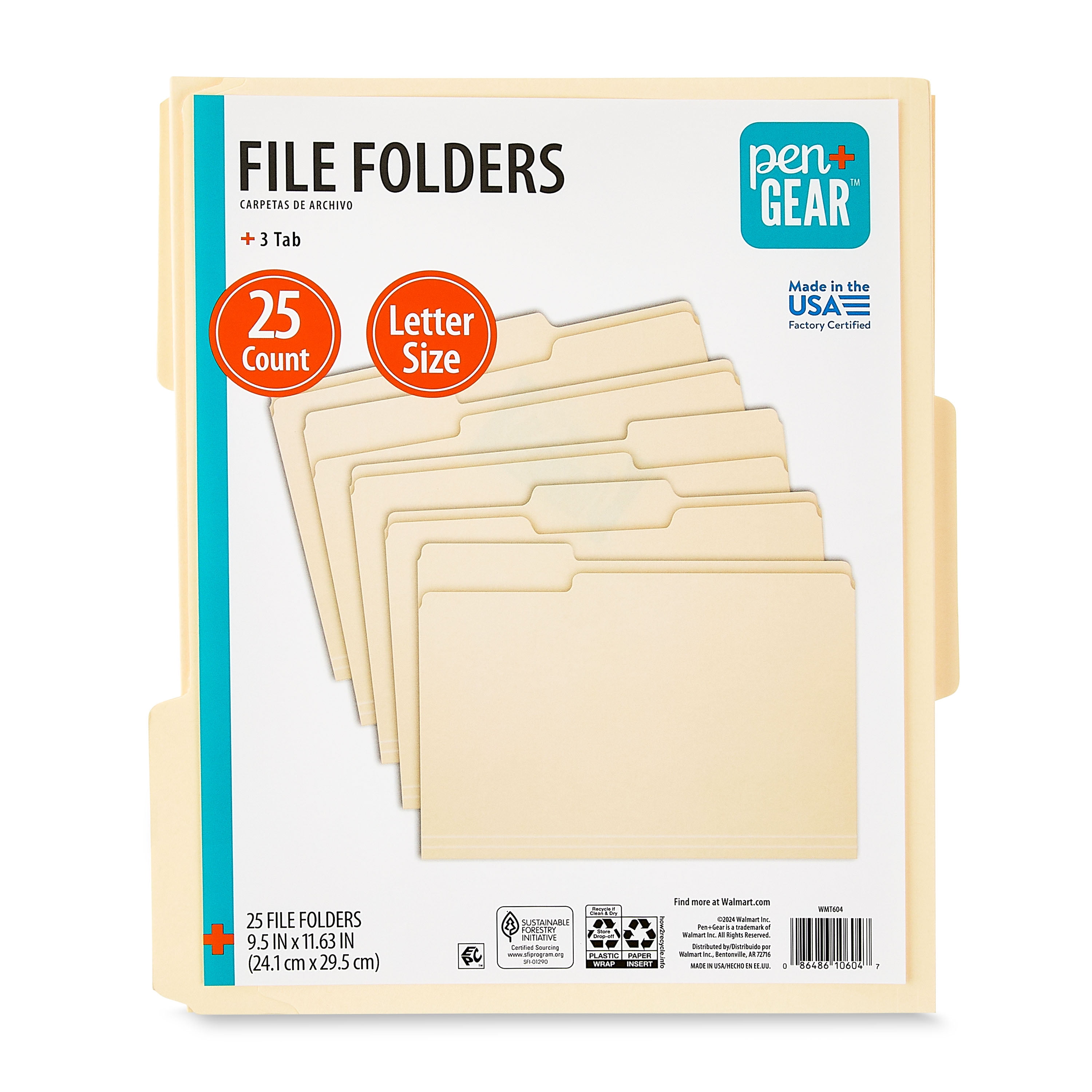 Pen+Gear Manila File Folders, Letter Size, 25 Count