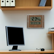 La Crosse Technology Atomic Digital Wall Clock with Indoor & Outdoor Temperature, BBB86088-INT