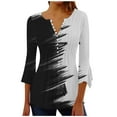 thumbnail image 1 of IROINID Reduced Plus Size Shirts for Women Crew Neck Long Sleeve Daily Trumpet Solid Buttoned Basic Ruched Corset Tunic Tops Pleated T-shirts Blouses,White, 1 of 5