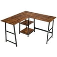 thumbnail image 1 of Patiojoy L-Shaped Computer Desk Corner Gaming Desk Writing Studying Table PC Workstation for Home Office Brown, 1 of 5