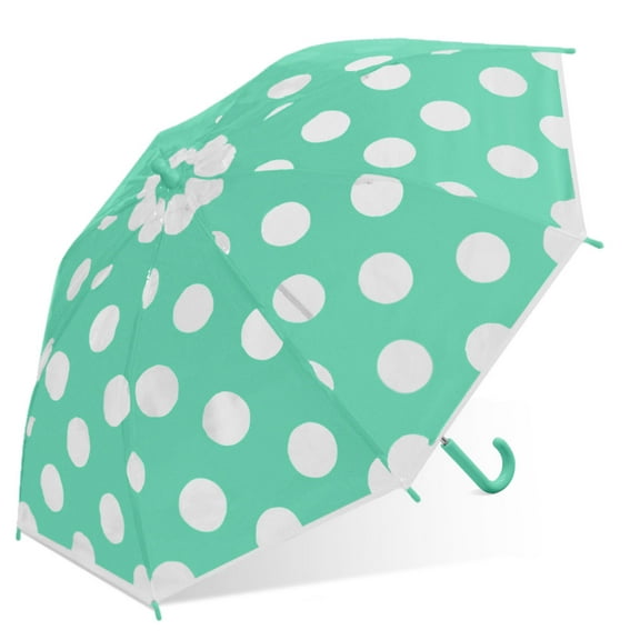 Weather Station 36in Children's J-Handle Stick Umbrella, Teal Dots