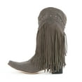 thumbnail image 6 of YLYL Womens Mid Calf Fringe Boots Snip Toe Casual Boots Mid Calf Chunky Heels Western Cowboy Cowgirlc Boots, 6 of 9