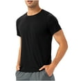 thumbnail image 4 of Nnhblu Men Nylon Short Sleeve Round Neck Quick Dry Sports Mens T Shirts Black XL, 4 of 5
