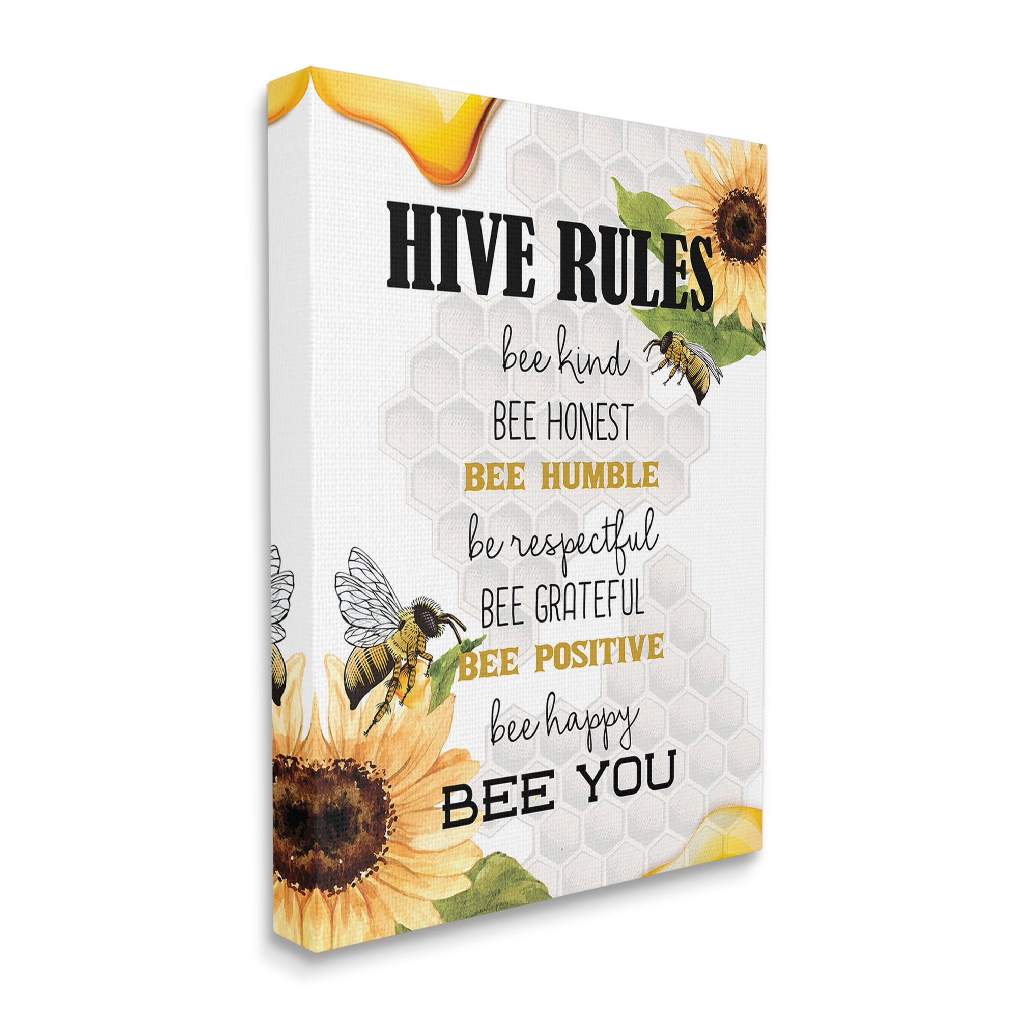 Stupell Industries Bee Hive Rules Animals & Insects Painting Gallery Wrapped Canvas Art Print Wall Art, 36 x 48