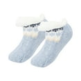 thumbnail image 2 of Womens Fuzzy Slipper Grips Socks Fluffy Winter Warm Fleece Lining Non Slip Thick Thermal Cozy Plush Socks Sky Blue, 2 of 3