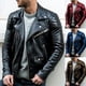 thumbnail image 4 of Chaqueta de cuero para hombre europea y americana, chaqueta de cuero de motociclista punk con cuello alto para jóvenes y hombres, 4 of 5