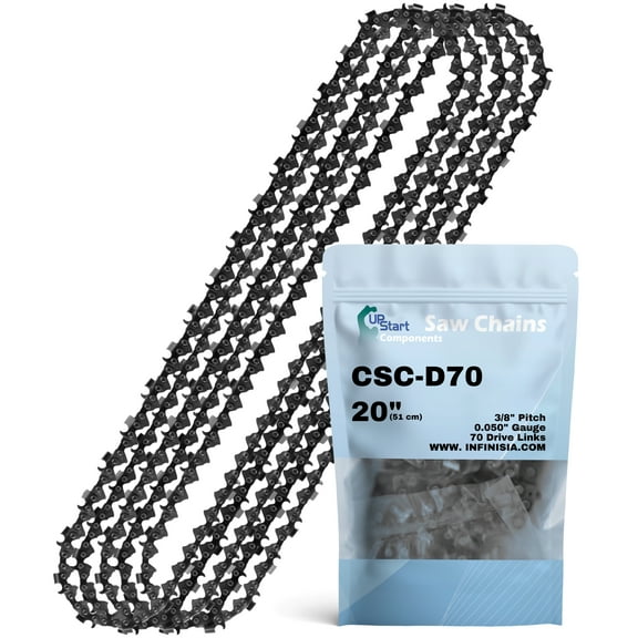 5-Pack 20" Full Chisel Chainsaw Chain D70 Replacement for Poulan 3750 Chainsaws - (20 inch, 3/8" Pitch, 0.050" Gauge, 70 Drive Links)