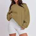 thumbnail image 5 of ADSSDQ Oversized Sweatshirt for Women Crew Neck Solid Comfy Casual Long Sleeve Pullover Tops Trendy Clothes Camel M, 5 of 5