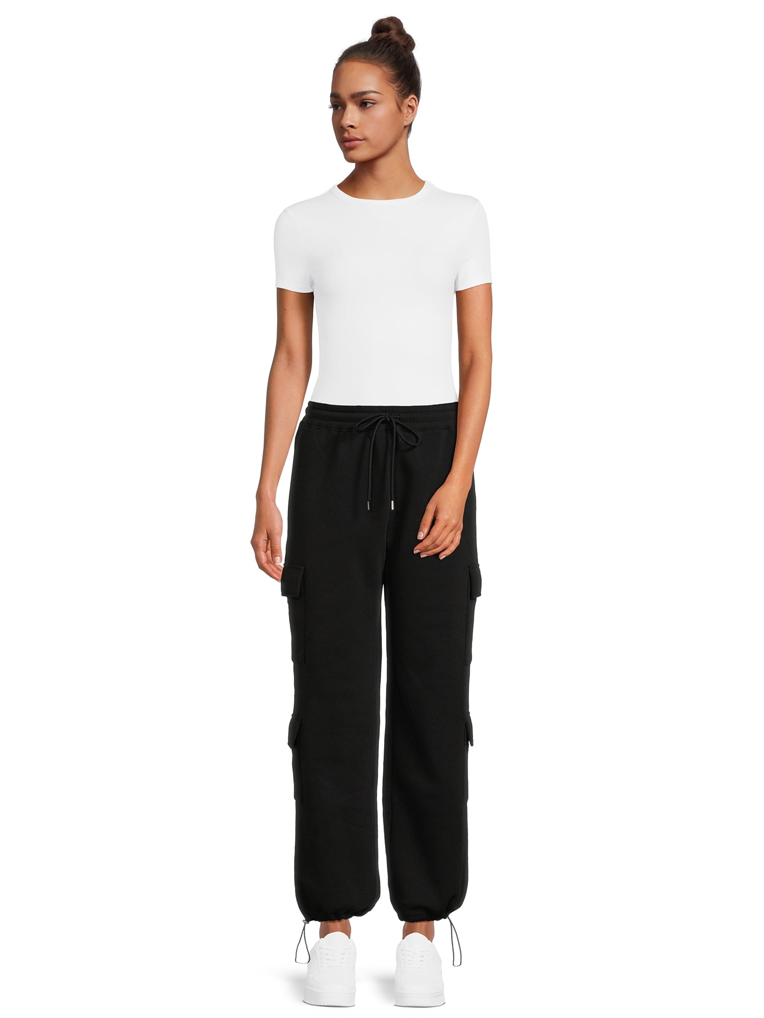 No Boundaries Women's Juniors Pull On Knit Cargo Joggers, Sizes XS-3XL