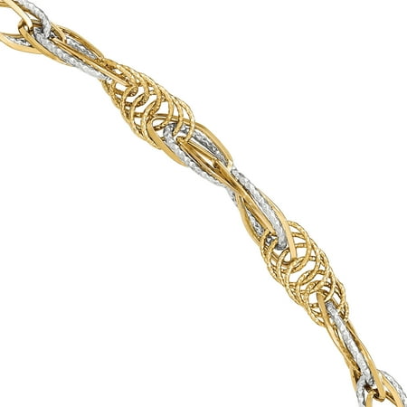 Primal Gold 14 Karat Two-tone Fancy Link Bracelet
