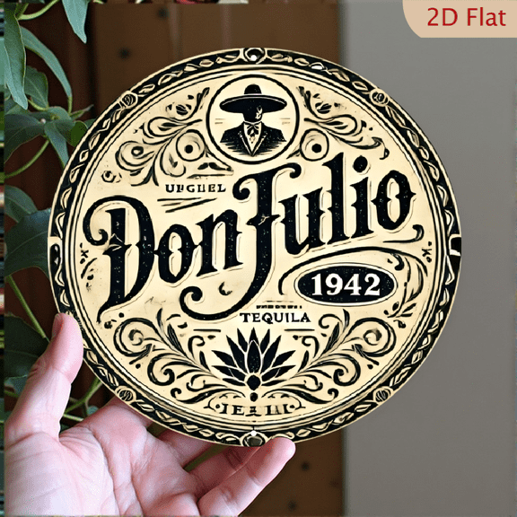 Don Julio Tequila Logo Metal Wall Art, Vintage Inspired Round Aluminum Sign for Home Bar Decor, 8 x 8 Inch Decorative Plaque for Kitchen or Dining Room Wall Decor