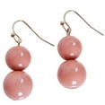 thumbnail image 6 of Coco Dangles - Mini Round Beaded Ball Dangling Drop Earrings by Humble Chic NY, Rose Large Double Drop, Light Pink, Blush, 6 of 8