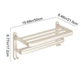 thumbnail image 3 of Metal Wall Mounted Towel Rack, No Drill Required Bathroom Towel Holder, Foldable Double Rod Shelf for Bathroom, Rust Resistant Bathroom Organizer, Space Saving Storage Solution for Home, 3 of 6