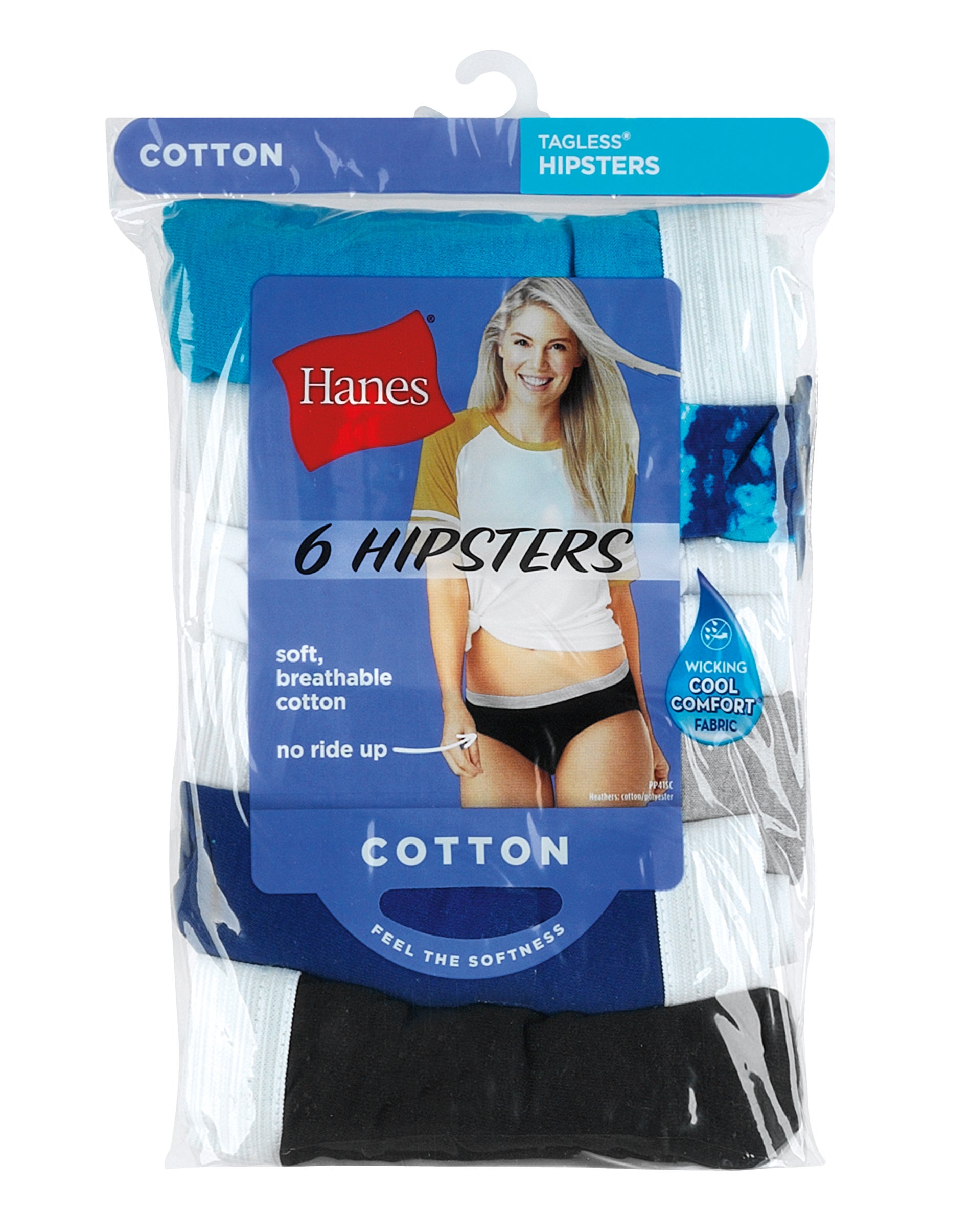 Hanes Women's Cotton Hipster Underwear, Moisture Wicking, 6-Pack Assorted 5 - image 3 of 5