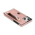 thumbnail image 4 of Allytech Slim Case for iPhone 13 mini with Card Slot & Shoulder Strap, Premium PU Leather Adjustable Strap Wristband Kickstand Shockproof Full Protective Cover for Women Men - Rosegold, 4 of 11