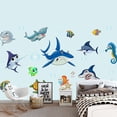 thumbnail image 3 of Pegatinas de pared con diseño de criaturas del océano bajo el mar, acuarela, para decoración de pared, para habitación de niños, guardería, sala de estar, 3 of 6