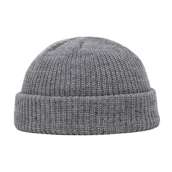 Mightlink Knitted Hat Hip Hop Casual Flanging Stretchy Soft Keep Warm Solid Color Autumn Winter Women Men Skull Beanie Cap for Outdoor