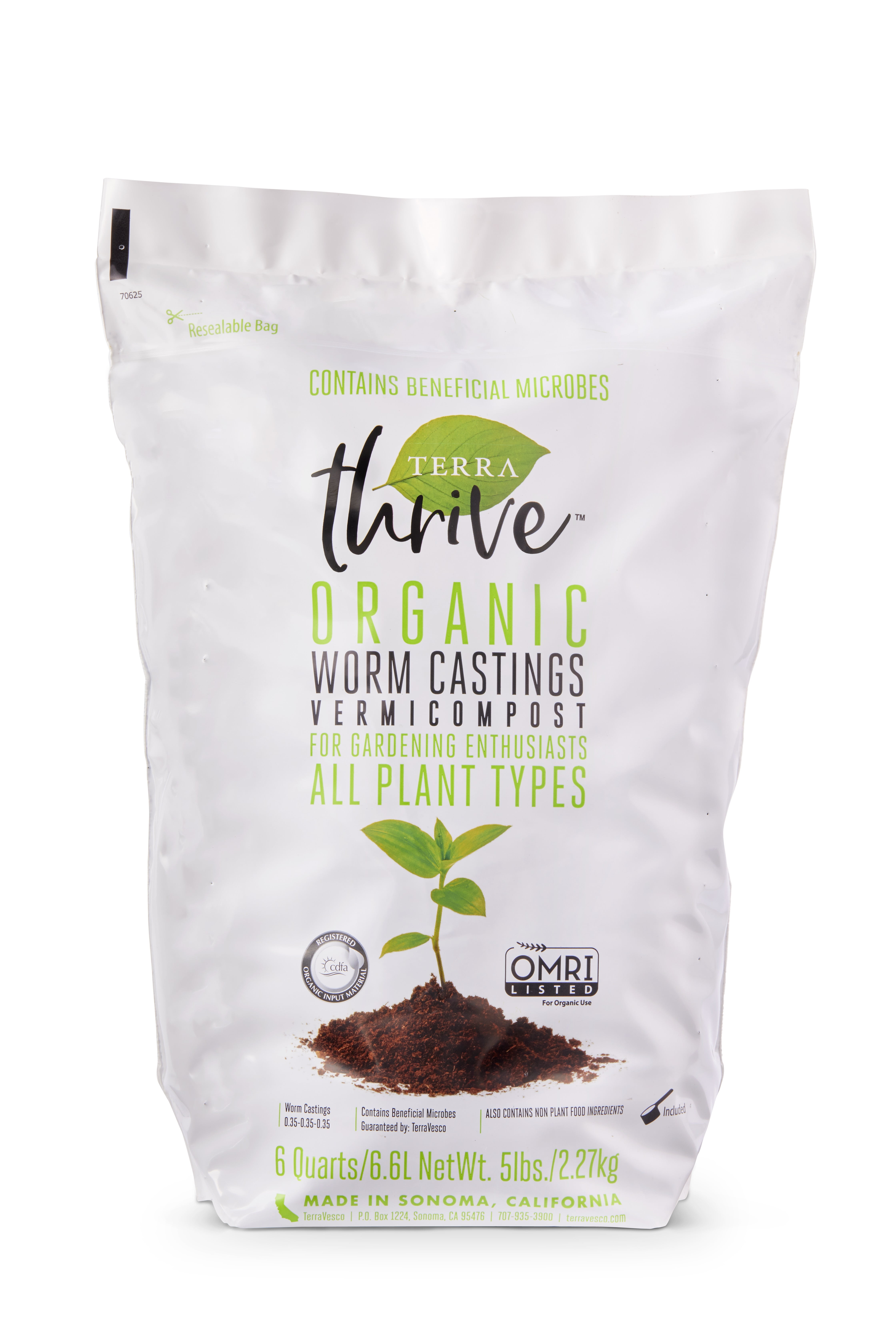 TerraThrive Organic Worm Castings Soil Conditioner, 5.1 lbs. - 100% Organic