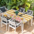 thumbnail image 2 of Spring Bees Daisy Table Cloths for 6 Foot Rectangle Tables, Rustic Tulips Dots Yellow Striped Burlap Patio Waterproof Elastic Fitted Tablecloths, Washable Rectangular Table Cover for Camping, 2 of 8