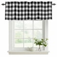 thumbnail image 2 of Black White Plaid Valances for Windows, Gradient Geometric Buffalo Checkered Light Filtering Kitchen Curtains, Rod Pocket Window Valance Curtains for Living Room Bedroom, 60" W x 18" L, 2 Panels, 2 of 9