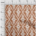 thumbnail image 1 of oneOone Cotton Silk Rust Brown Fabric Artistic Floral & Diamond Geometric Diy Clothing Quilting Fabric Print Fabric By Yard 42 Inch Wide, 1 of 4