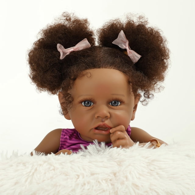 Muñeca Reborn Kdudgso Realistic Black de 55 cm con kit de alimentación