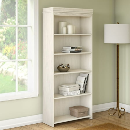 Bush Furniture Stanford 5 Shelf Bookcase In Antique White - Walmart.com - Bush Furniture Stanford 5 Shelf Bookcase In Antique White - Walmart.com