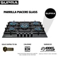 thumbnail image 4 of SUPRA Parrilla A Gas Empotrable PIACERE GLASS 76 Cristal Templado 5 Quemadores Con Triple Flama Negro 76 cm, 4 of 7