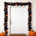thumbnail image 4 of Liamobondopolis Halloween Black Pine Garland With Orange Purple Ornaments for Home Decor Stair Railing and Fireplace Styling 59 In, 4 of 6