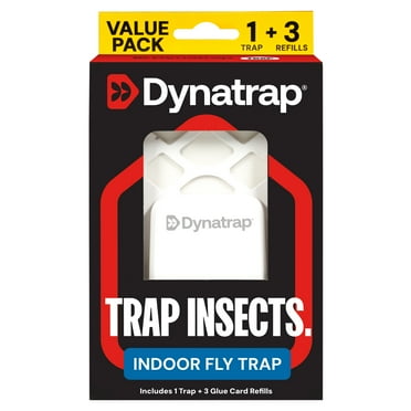 Dynatrap Indoor Insect Trap, White, 1 Trap, 3 Refills