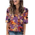 thumbnail image 2 of Vivianyo HD Casual Women's Summer Short Sleeve T-Shirt Women's Fashion Casual Printed Short-Sleeved V-Neck T-Shirt Top, 2 of 4