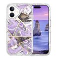 thumbnail image 3 of Allytechgroup for iPhone 16 Case, 3 Layers Protection Slim Lightweight Shockproof Soft TPU & Hard Back Protective Bumper Cover Marble Shell, H, 3 of 4