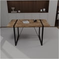 thumbnail image 5 of 55 Inch Modern Industrial Dining Table Set with 4 Suede Chairs, Grey Brown MDF Top and Black Metal Base, 5 of 10