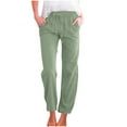thumbnail image 3 of Sijiajgjfu Petite Women's Linen Pants Drawstring Elastic Waist Beach Trousers 2025 Army Green XXL, 3 of 6