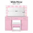 thumbnail image 2 of Ktaxon Large Makeup Vanity, Get Ready with Me GRWM Vanity Table Set W/ Visible Glass Top & Charging Station, Light Pink, 2 of 7