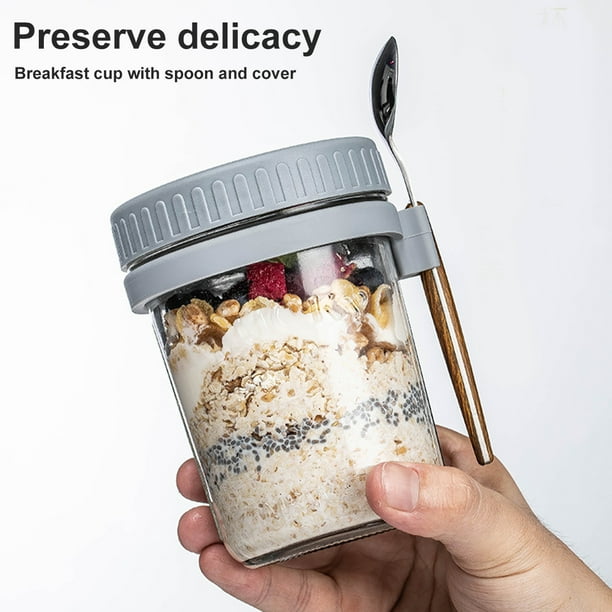 DRKIO Recipientes De Avena De 10 Onzas Con Tapas, Paquete De 6 Tarros De Vidrio Con Tapas Herméticas, Tarros De Comida De Boca Ancha, Ideales Para Preparación De Comidas, Ensaladas, Pudín