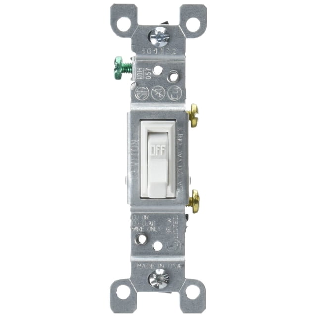 Interruptor Leviton C22-01451-02W con conexión a tierra, blanco silencioso