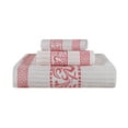 thumbnail image 2 of BNM Cotton Greek Scroll 3 Piece Towel Set, Ivory/Coral, 2 of 7