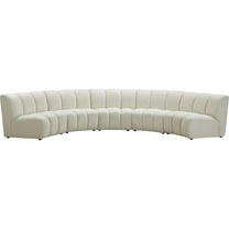 Maklaine Modern / Contemporary Cream Velvet 5pc. Modular Sectional