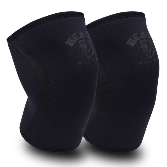 Beastpowergear Neoprene Compression Knee Sleeves 5MM & 7MM Support for Squats, Gym CrossFit Training, Powerlifting, Weightlifting, Wrestling for Men & Women (Black/White, Small)