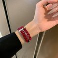 thumbnail image 2 of Woolen Band for Apple Watch Series 10 9 8 7 6 5 4 3 2 1 SE & Ultra 2 1 , Floral Print Leather Slim Band Adjustable Breathable Soft Strap for Women Girls iWatch 44/45/46/49mm/42mm(Series 1 2 3), Red, 2 of 6