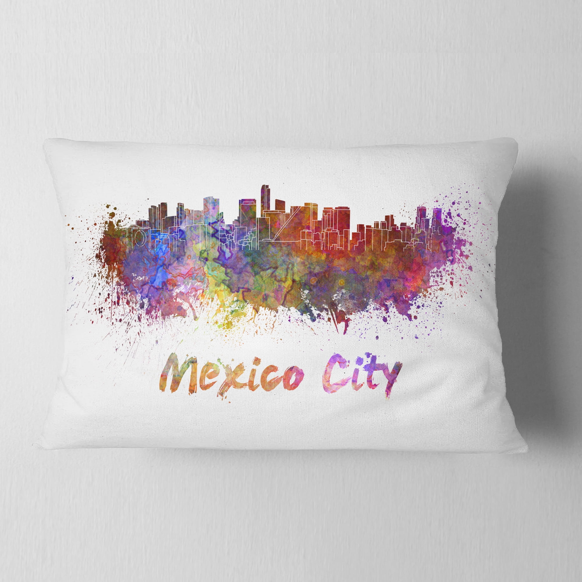 Designart Mexico City Skyline - Cityscape Throw Pillow - 12x20