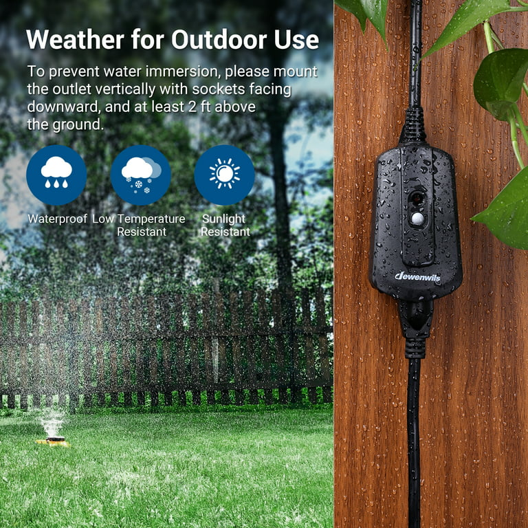 DEWENWILS Outdoor Wireless Remote Control Outlet, Weatherproof Remote  Control Light Switch, 15 Amp, No Interference, Black 