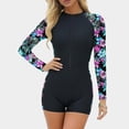 thumbnail image 4 of Nmnitkp UPF 50+ Modest Long Sleeve Swimsuits for Women Floral Zipper High Neck Bathing Suit Rash Guard Surfing One Piece Swimwear, 4 of 7