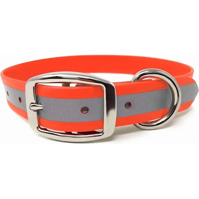 Heavy Duty Reflective Dog Collar \u Adjustable and with Durable Metal Buckle and Rings Odor chew Dog Collar for Small Medium and Large Dogs (Large Pink)