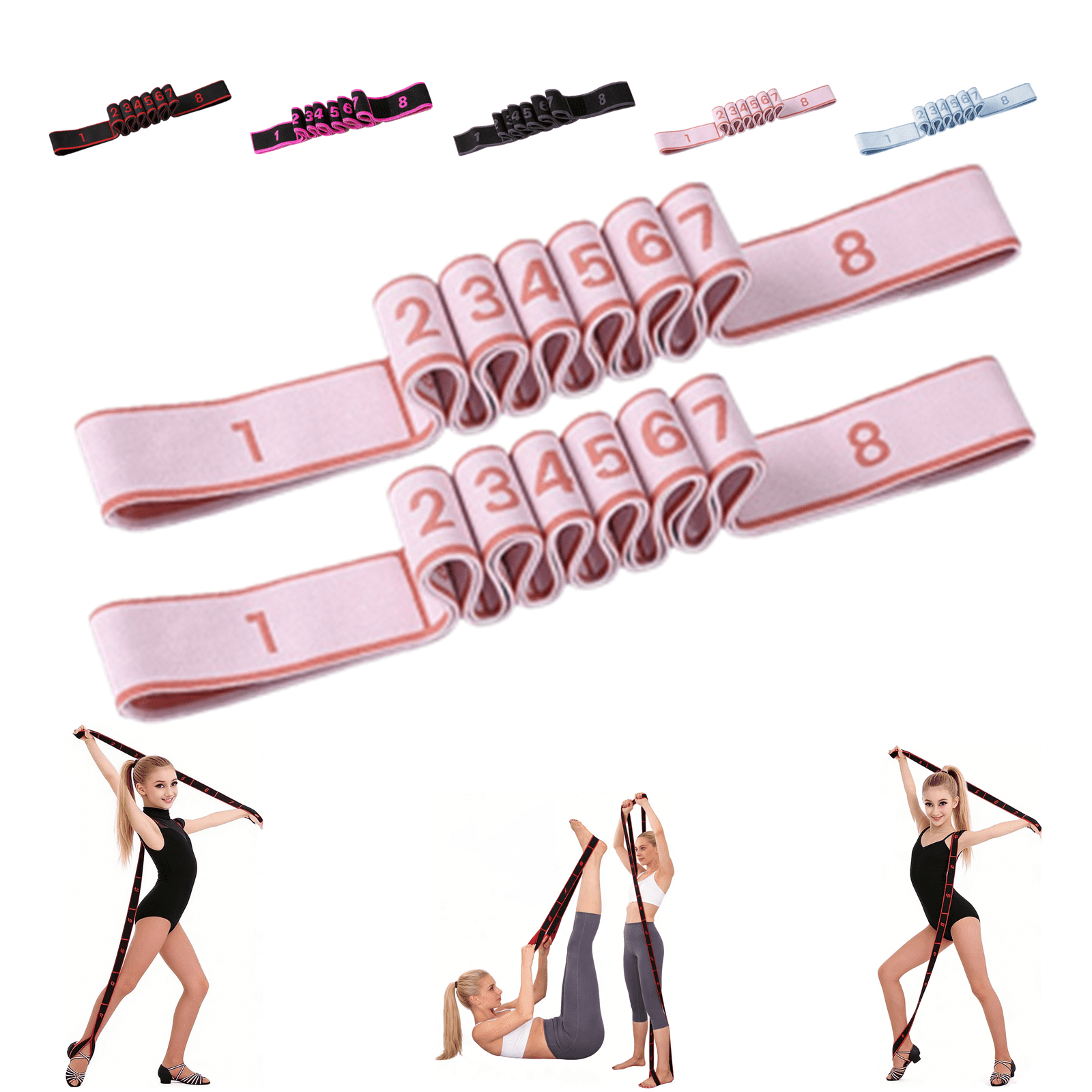 2 pack) Athletic Works Resistance Bands, Light, Natural Latex