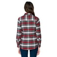 thumbnail image 4 of BodiLover, Women's, Warm Flannel Long Roll Up Sleeve Button Up Plaid Shirt, Charcoal White, L, 4 of 4