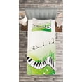 thumbnail image 3 of Ambesonne Music Quilted Bedspread Set 2 Pcs, Piano Keys Green Curvy, Twin Size, Lime Green Black White, 3 of 3