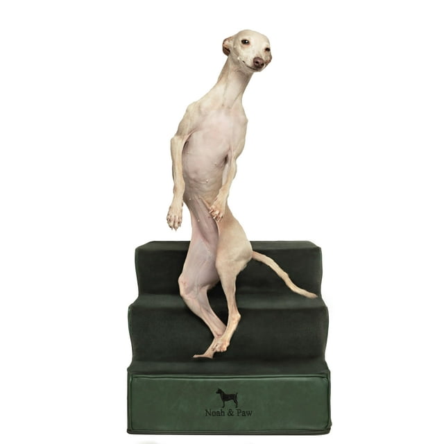 Escaleras para perros NOAH & PAW de piel, 3 peldaños, 54 x 41 x 33 cm